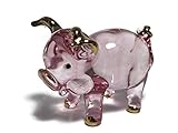 2' Long Tiny Crystal Pig Hand Blown Glass Farm Animals Figurine Miniature Collectible Decorative