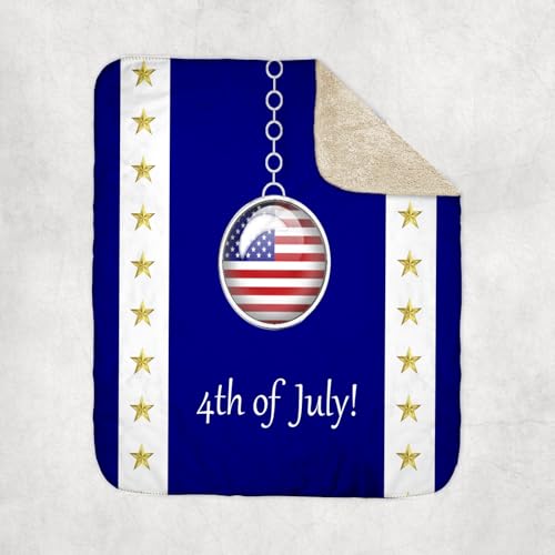 3dRose Patriotic Flag Charm on Chain, 4th of July Sherpa