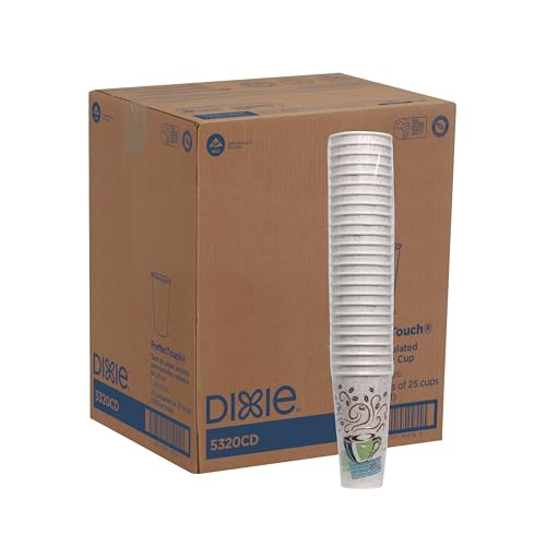 Dixie PerfecTouch 20 oz Paper Coffee Cups By GP PRO, Coffee Haze Design, 500 Count (25 Disposable Cups Per Sleeve, 20 Sleeves Per Case), 5320CD