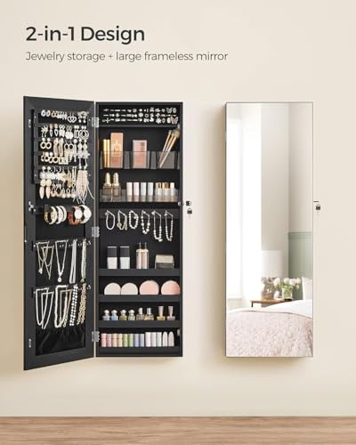 Songmics UJJC001B01 Mirror Jewelry Cabinet Armoire, Wall Or Door Mounted Jewelry Storage thumb #1