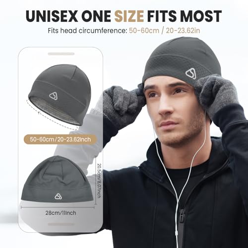 AOPREL Skull Cap for Men & Women - Unidirectional Moisture Absorption & Sweat Wicking Quick-Dry Technology Running Beanie Hat, Breathable Skull Cap Beanie, Windproof Thermal Helmet Liner Gray — view 4