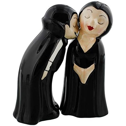 Pacific Giftware Vampire Love at First Bite Magnetic Kissing Ceramic Salt and Pepper Shakers Set Cover