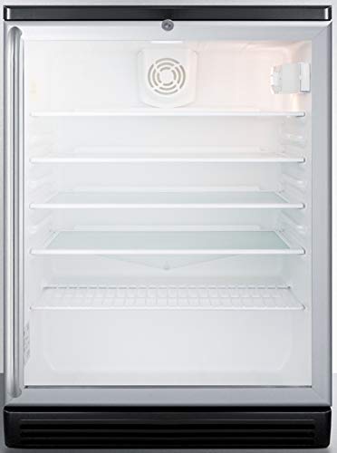 Summit Appliance SCR600BGLBISH Commercially Listed 5.5 Cu.Ft. Built-In Undercounter Beverage Center with Glass Door, Auto Defrost, Full-Length Towel Bar Handle, Lock and Black Cabinet