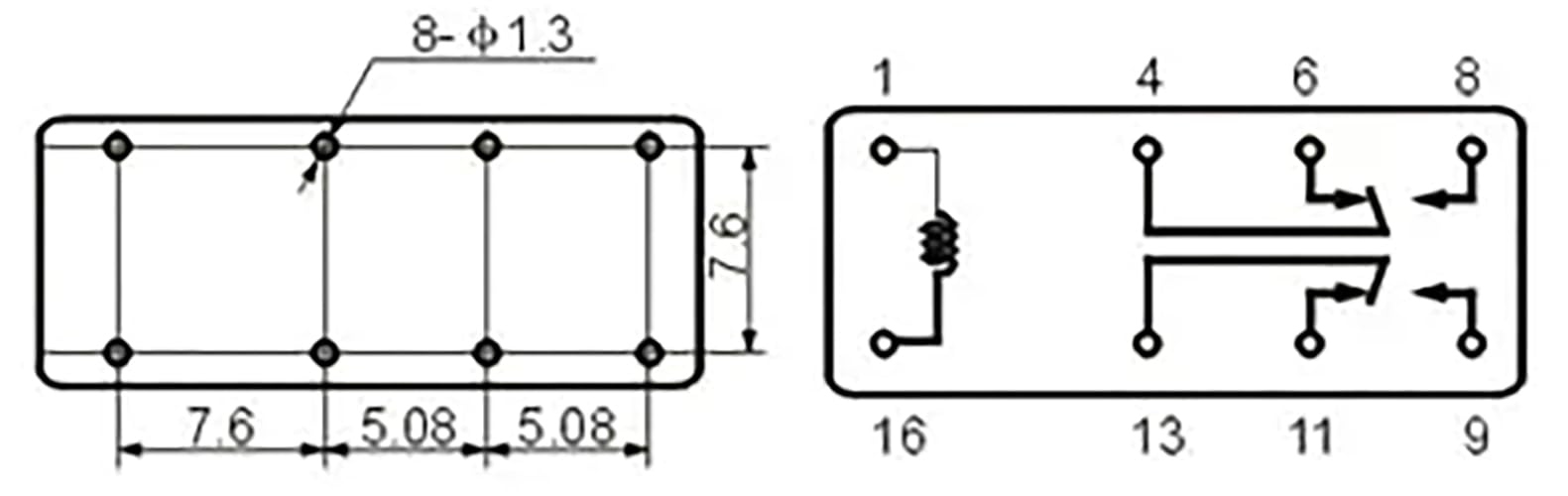 2 Pack 12V Relay DIP, Coil Arrangement: 2 Form C (DPDT), Capable of Switching Loads up to 2A, HLS-4078-DC12V by EX ELECTRONIX EXPRESS