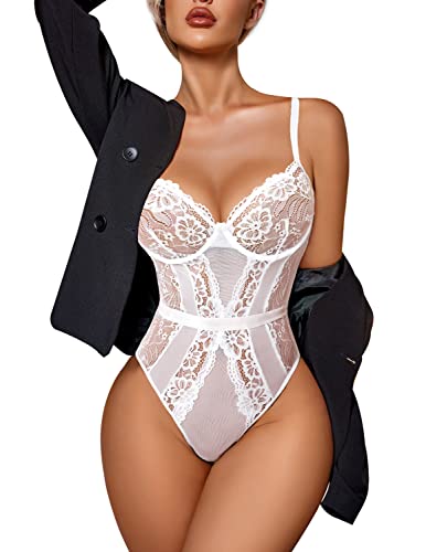 Body en dentelle haut de gamme armatures Avidlove blanc XL