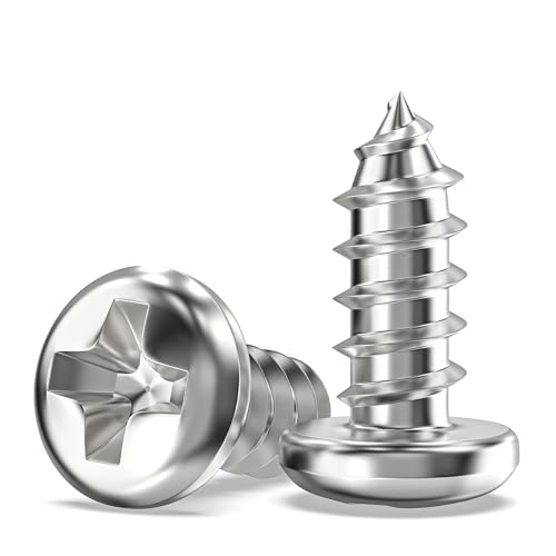 Valorada 100Pcs M4 Screws for Wood, Metal, Plastic, M4 x 10mm Button Head Self Tapping Screws, Phillips Drive, 304 Stainless Steel, Full Thread