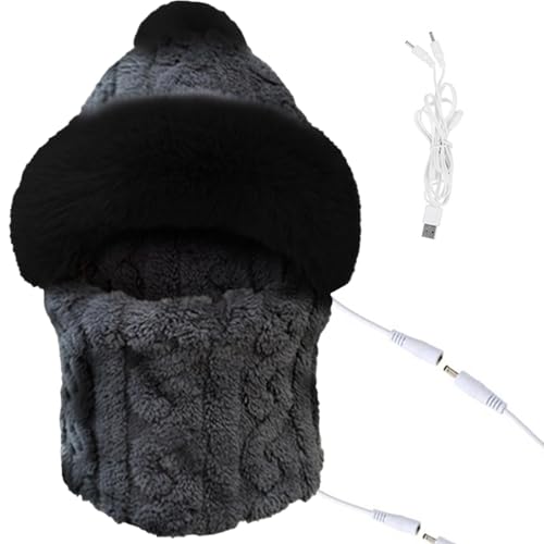 Bonnet chauffant d'hiver électrique en coton avec cache-cou