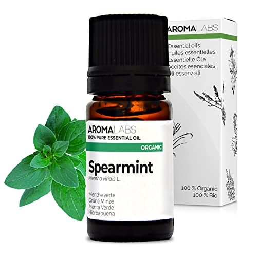 BIO - Huile essentielle MENTHE VERTE - 5mL - 100% Pure, Naturelle, Chémotypée et Certifiée AB - AROMA LABS (Marque Française) Cover