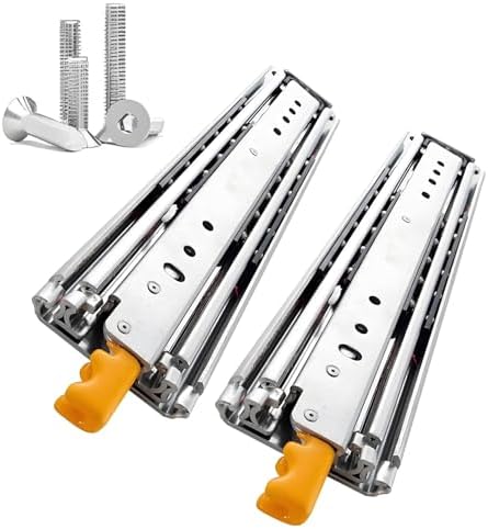 1 Pair Heavy Duty Drawer Slides with Lock 10 18 22 26 30 34 42 46 54 58 60 64 76 80 in 480Lb Load Capacity Side Mount Full Extension Ball Bearing Rail Industrial(64 inch)