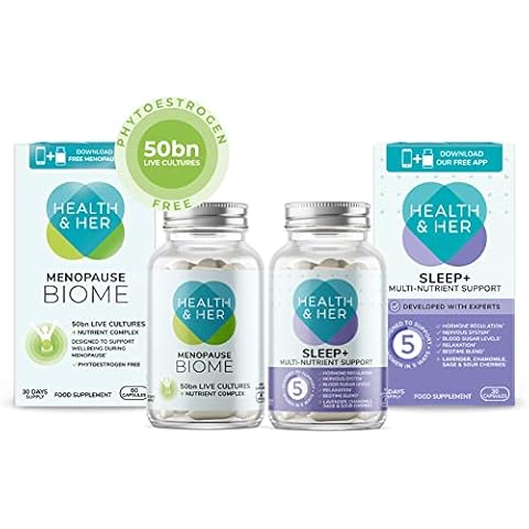 Health & Her Menopause Biome 50bn Live Cultures Supplements for Women - Day & Night Bundle - Support for Menopause Symptoms - Vegan - 1 Month Supply (Bundle) Cover