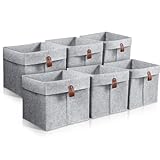 6Pcs Storage Cubes Felt Fabric Storage Bins 9x9x10inch 12L Collapsible Room Organisers Foldable Nursery Storage Baskets Box for Clothes Books Shoes Toys(Light grey)