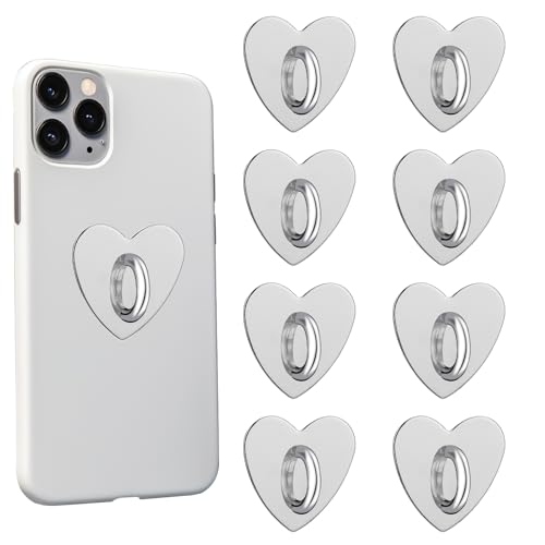 Xinjoduz 576885_1_4CUR4TZV 8 Pcs Cell Phone Finger Ring Phone Charm Hook Phone Ring Holder Grip Adhesive Metal Phone Finger Grip Loop Stand Heart Holder Universal Ring Holder cover