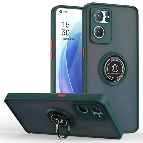 linsuyu Case Compatible with Oppo Reno7, Compatible with Oppo Reno7 Ring-Shaped Bracket Phone Case Green2