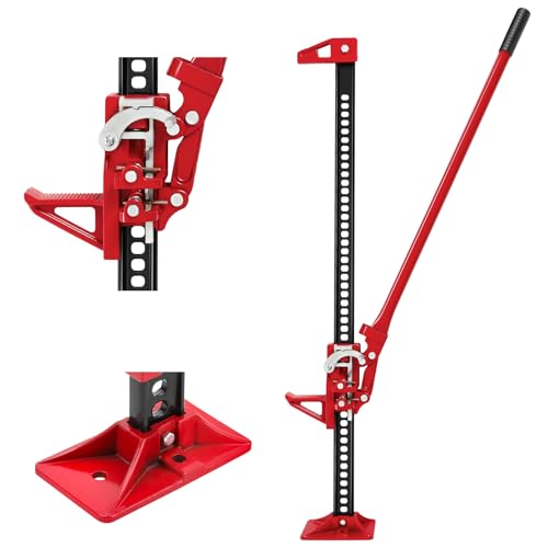 Warmiehomy Farm Jack 3 Tonne Heavy-Duty Utility for Tractors & Trucks - 60 High Lift 1m Max Height Agricultural Ratchet Design Red