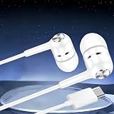 USB‑C Wired in‑Ear Earbuds, Stereo Earphones with Microphone & in‑Line Control for USB‑C Smartphones Laptops Tablets,White