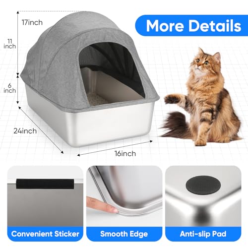 Caja sanitaria cerrada para gato acero inoxidable 24x16x16 in miniatura 2