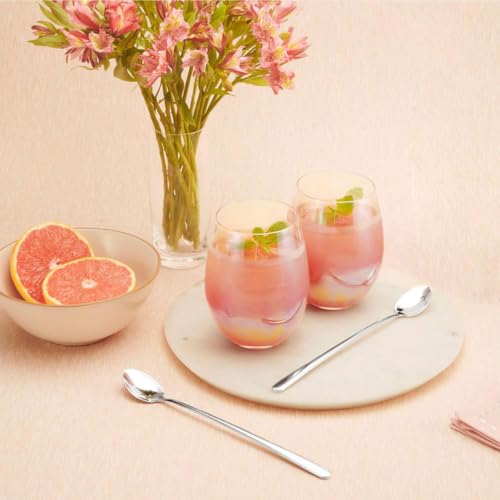 Image of Culinex 18 /8 Premium Stainless Steel 8.7 inch Long Handle Ice Tea Spoon Set of 4 - Extra Long Mixing & Stirring Spoons for Ice Cream, Cocktails, Tall Glass | Rust Resistant, Dishwasher Safe Cutlery