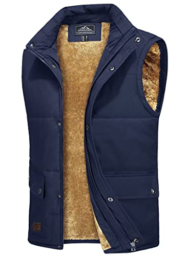 Men's Outerwear Vests Winter Warm Outdoor Padded Puffer Vest Sleeveless Jacket Fleece Vests Thick Fleece Lined Puffer Vest #TOP5