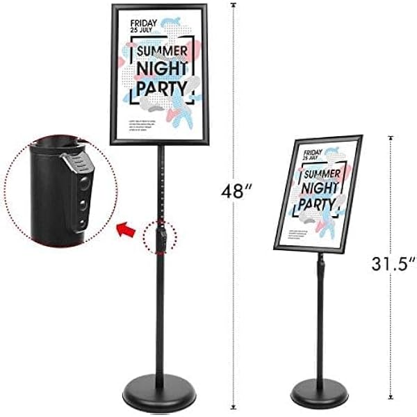 Menu Display Notice Stand,A3 Poster Stand Vloerstaande Sign Holder Snap Frame Verstelbare Aluminium Sign Stand, voor Bruiloft/Business Activiteiten Display A3 zwart