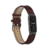 eiEuuk Crocodile Pattern Leather Watchband Compatible with Fitbit Luxe/Luxe SE Smartwatch,Slim Soft