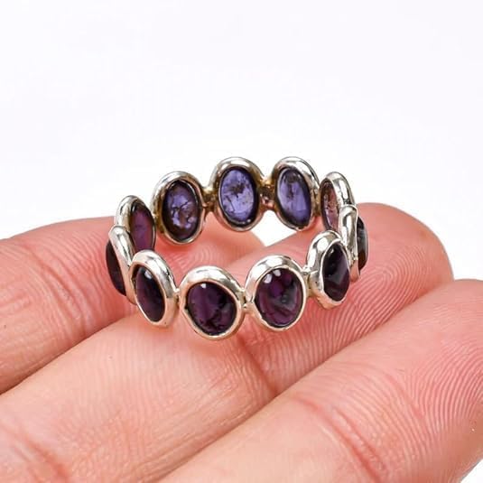 925 Sterling Silver Amethyst Eternity Band Ring for Women, Handmade Stackable Ring, February Birthstone, Engagement Ring, Fine Jewelry, Gift for Her3