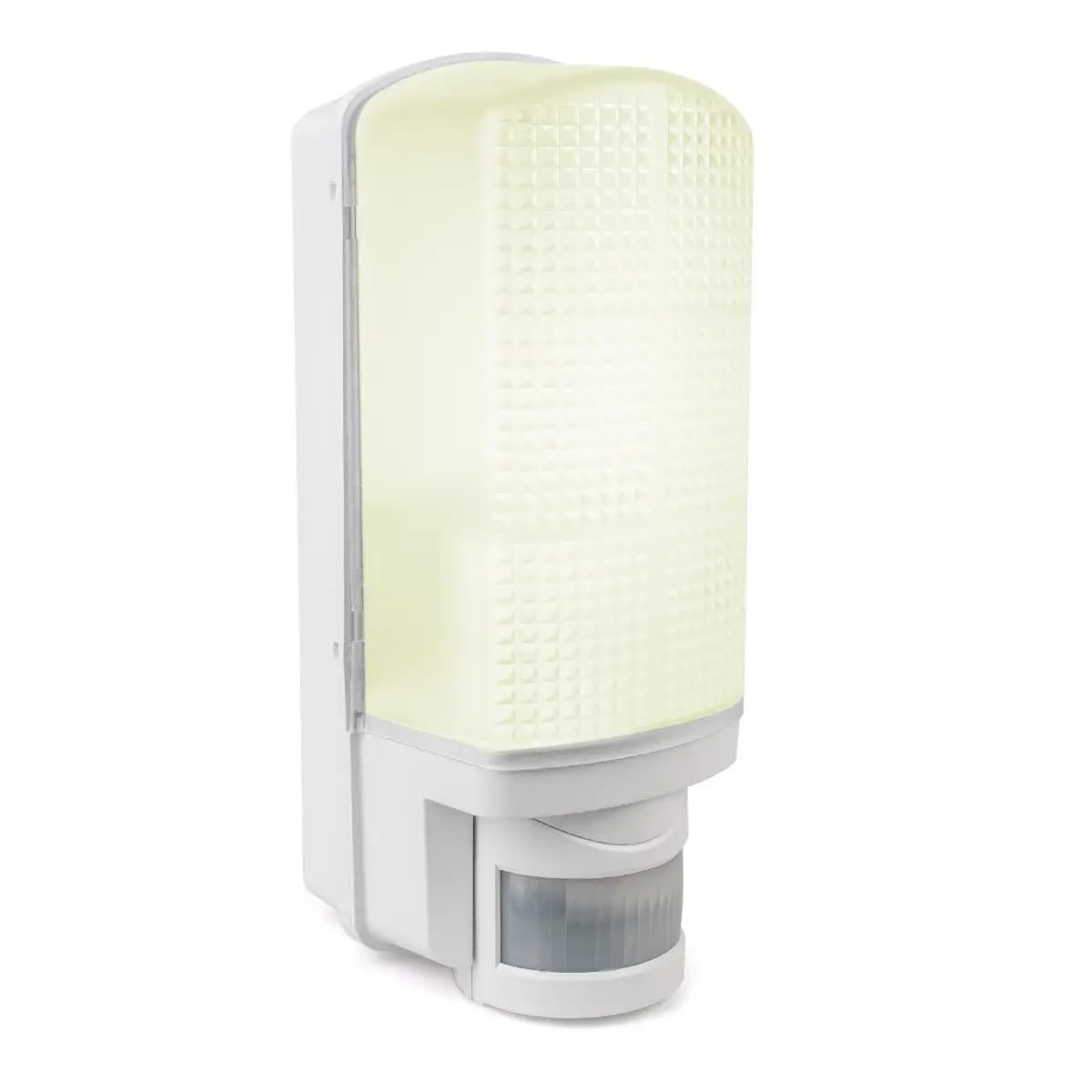 Bright Source Outdoor Wall Security LED Bulkhead Light, PIR Motion Sensor 7W, 800lm, 3CCT Adjustable Colour 3000K 4000K 6000K, IP44 & IK08 Rated (1, White)
