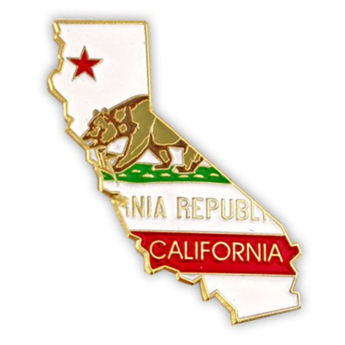 PinMart California Shape Flag Lapel Pin – Complete United States of America Pin Set – Gold Plated Enamel US State Shirt Pins – Great Commemorative/Promotional Gift