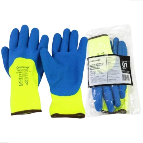 Luva Térmica Azul e Amarela com Fio Acrílico - Par (M)