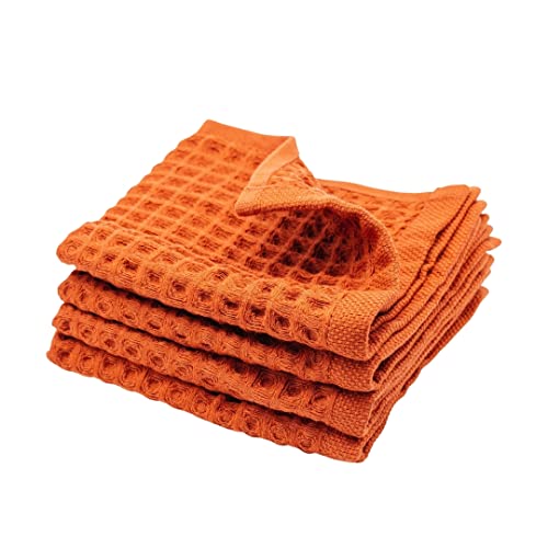 Sea Me At Home Waffle Washcloth Set, 100% Cotton (4 Pcs Washcloth 13X13 Inches, Terra) #TOP11