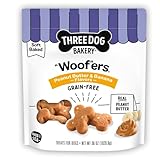 Three Dog Bakery Grain-Free “Woof”ers, Peanut Butter & Banana Flavor – Grain-Free Dog Treat, Cookies for Dog Training Treats, Puppy Treats with Real Ingredients