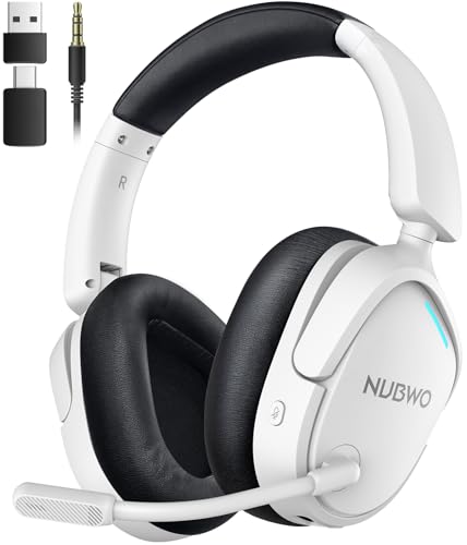 NUBWO Wireless Gaming Headset for PS5/PS4, PC, Laptop, Mac, 20ms Low-Latency, 80Hr, Zero Interference, PS5 Headset with 2.4GHz USB/Type-C, 7.1 Surround Sound, Bluetooth Gaming Headphones with Mic