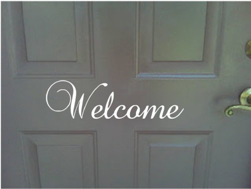 Welcome Indoor/Outdoor Front Door Vinyl Sticker -Door Decal-19"Wide X 6"High-Black Or White #TOP4