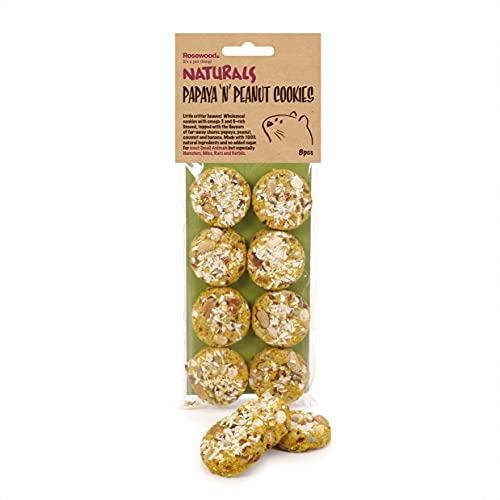 Rosewood Naturals Papaya ‘n’ Peanut Cookies, Small Animal Treats for Hamsters, Gerbils, Mice and Rats, 80g