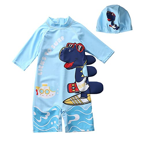 Moneric Traje de baño Dinosuar para niños Traje de baño para niños Traje de baño para niños Traje de baño con Gorra, Niño-s009, 3-4 Años Cover