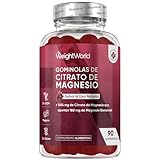 Citrato de Magnesio Gominolas - 90 Gominolas Sabor a Uva, 1454 mg que Aportan 160 mg de Magnesio Elemental - Para 45 Días, Apto para Veganos, Sin Lactosa ni OGM