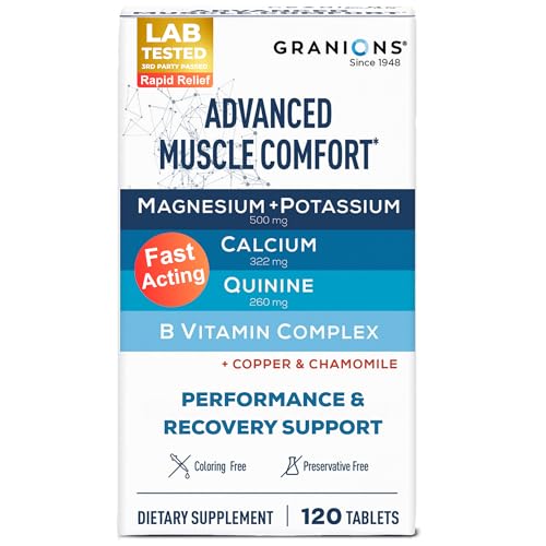 Granions Advanced Muscle Comfort - Natural Muscle Relaxer Pills Support with Quinine, Magnesium, Potassium, B Vitamins, Chamomile and CoQ10 for Immediate Muscle Relaxation and Comfort - 120 Tablets