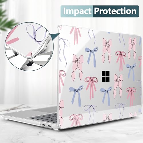 Loyrina Creative Clear Case for Microsoft Surface Laptop 13 inch Copilot+ PC 2025 2026 for Business, Ultra-Slim Lightweight Protective Cover with Artistic Pattern, Pink Bow by Loyrina - Used condition - Image 4