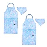 COLORFUL CANDY STYLE 子どもエプロン (130～160cm) 撥水ノーアイロン ムーンライトバタフライ 2枚セット 女の子 かわいい 子供用 子供 こども エプロン 三角巾 セット ゴム キッズエプロン 幼児 小学生 かわいい おしゃれ 小学校 N9001332-BTR