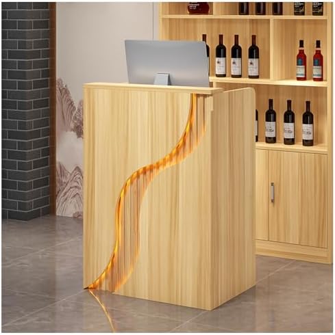 Modern Wooden Reception Desk, Small Computer Checkout Counter, Simple Office Furniture for Clinics & Retail, 60cm (23.6in) Reception Table, Stylish Desk for Shops