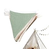 Banderines Triangulares de Tela | Guirnalda de Banderas de Algodón Decorativas | Banderines para Guardería, Sala de Estar, Fiestas, Cumpleaños, Habitación Infantil y Decoración del Hogar
