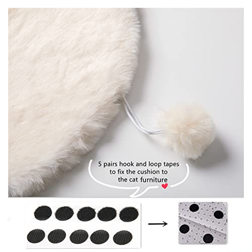 Shengocase 2-Pack 15.7" Round Faux Rabbit Fur Cat Dog Bed Cushion Pad Mat, Cat Tree Tower Replacement Cushion Pad, Pad For Window Perch, Cat Dog Carrier House Cage Crate Kennel Furniture #TOP3