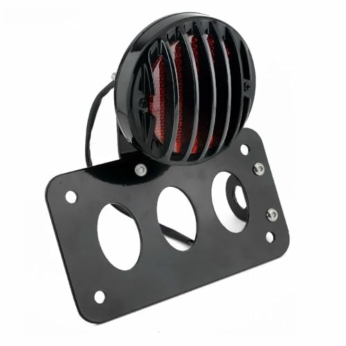 Luz de freno trasera metálica redonda acabado premium negro para Bobber