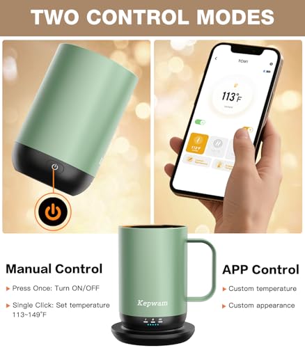 Image of Kepwam Self-Heating Coffee Mug T1, 16oz Rechargeable Heated Coffee Mug, Smart Coffee Warmer Mug with App-Controlled,Advanced Temperature-Controlled Heating Coffee Gifts for Women Men Coffee Lover