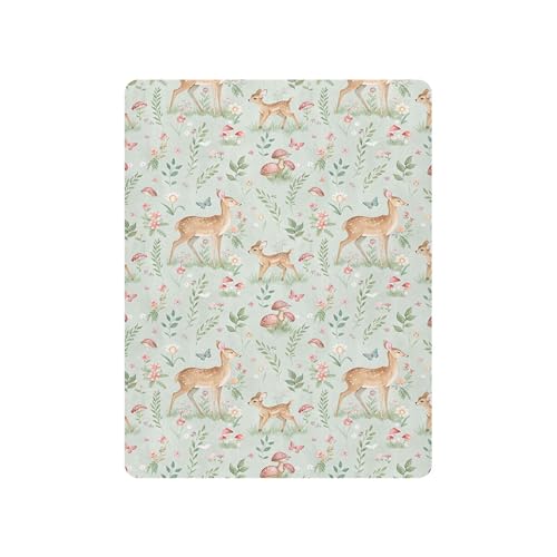 Image of Burbuja Fitted Crib Sheet for Girls and Boys, Woodland Fawn Soft Breathable Crib Sheet for Standard Crib and Toddler Bed Mattresses, 27 x 39 in
