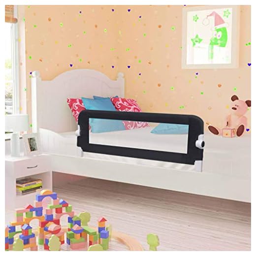 JUNZAI Barandilla de Seguridad Cama de niños, Barandilla Cama niños, Barrera Cuna, Defensa Extensible, Barandilla Sofa, poliéster Gris 120x42 cm