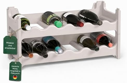 ARTECSIS® Weinregal stapelbar & modular erweiterbar Kunststoff für 12 Weinflaschen (granitgrau) - Stabiles Flaschenregal & Getränkeregal Gastronomie-Qualität - Flaschen Weinständer