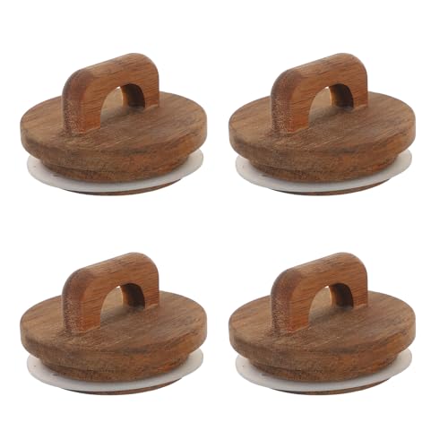 GLEAVI 4pièces Couvercles Bois Pour Bocaux Avec Joint Silicone Étanches Et Réutilisables Pour Conservation De Nourriture Et Organisation Cuisine