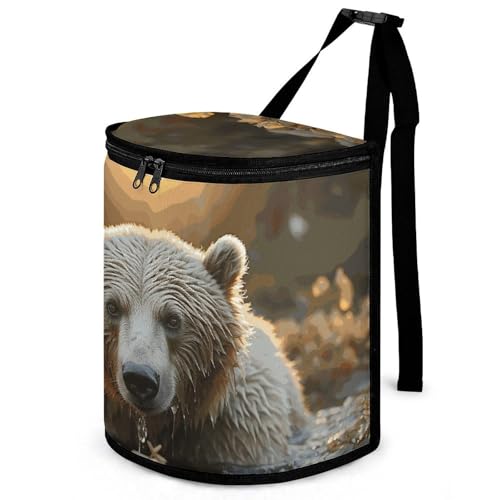 Cubo de basura para coche a prueba de fugas bolsa organizadora de comestibles redonda