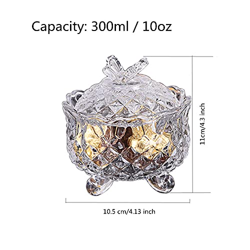 Crystal Candy Dish Small Glass Jar Set With Lid Sugar Bowl Cookie Jar Jewelry Dish Container For Home Kitchen Office Bathroom 3 Pcs #TOP3