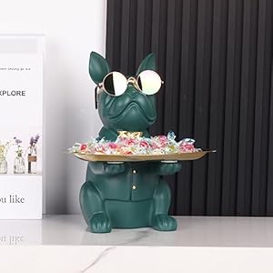 Modern Decor Resin Bulldog Tray Statue Tray Storage Key Holder Candy Jewelry Earrings Tray Suitable for Home Decor Modern Art Dining Table Decor Office Small Object Tray (Green) Modern Decor Resin Bulldog Tray Statue Tray Storage Key Holder Candy Jewelry Earrings Tray Suitable for Home Decor Modern Art Dining Table Decor Office Small Object Tray Green